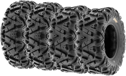 Set of 4 All-Terrain ATV/UTV Tires  25¡Á8-12 Front &amp; 25¡Á10-12 Rear, A033 Pattern, 6-Ply Tubeless for Off-Road Performance