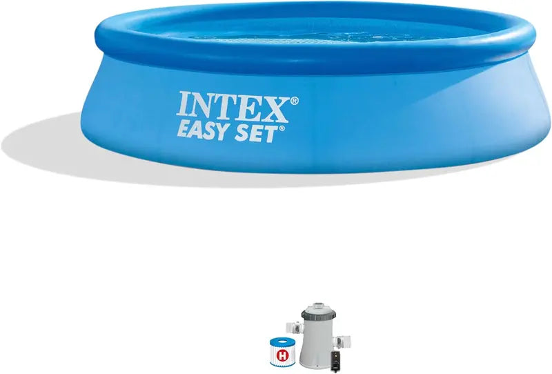 10ft Round Inflatable Swimming Pool  1018-Gallon Capacity, 30in Depth, Includes 530 GPH Filter Pump & Puncture-Resistant Vinyl