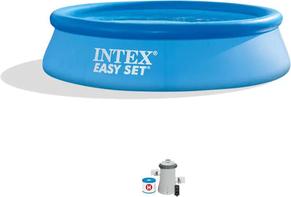 10ft Round Inflatable Swimming Pool  1018-Gallon Capacity, 30in Depth, Includes 530 GPH Filter Pump & Puncture-Resistant Vinyl