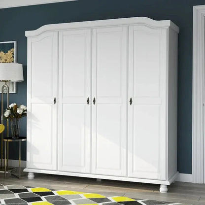 Kyle Armoire by Palace Imports  Handcrafted 4-Door Solid Wood Wardrobe with Optional Mirrored Panels