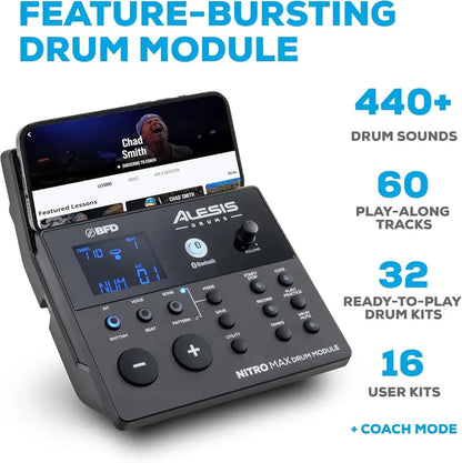Nitro Max Bluetooth Electric Drum Kit with Mesh Heads and Wireless Connectivity