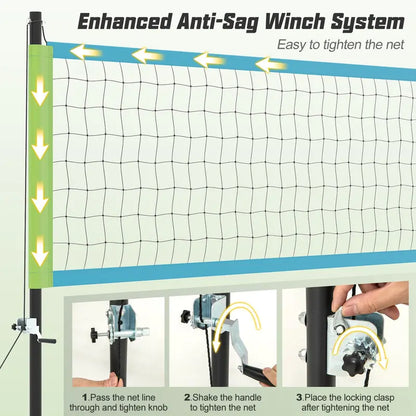 Easy-Setup Outdoor Volleyball Net Kit with Height-Adjustable Poles