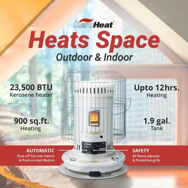 Dual-Pack 23,500 BTU Convection Kerosene Heater — Indoor/Outdoor Use