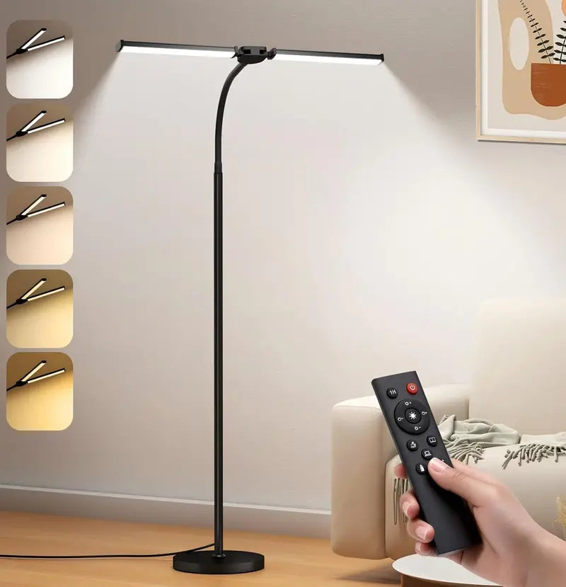 Dual-Head Adjustable LED Floor Lamp for Living Room or Office