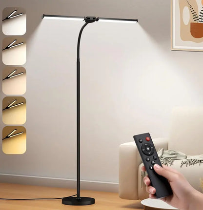 Dual-Head Adjustable LED Floor Lamp for Living Room or Office