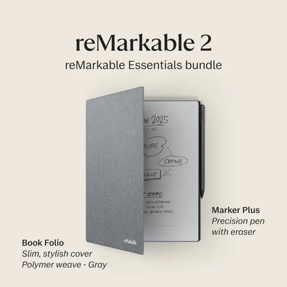 reMarkable 2 Paper Tablet  10.3¡å E-Ink Display with Marker Plus &amp; Polymer Weave Folio (Gray)