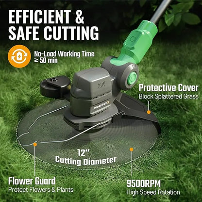 WORKPROX 20V 2-in-1 Cordless Lawn Edger & String Trimmer  Includes Two Replacement Spools