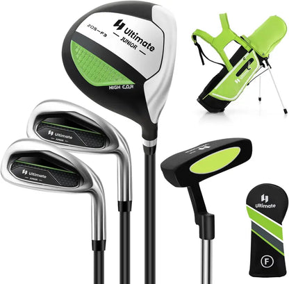 Junior Right-Handed Golf Club Set for Kids Including Stand Bag & Weatherproof Rain Hood