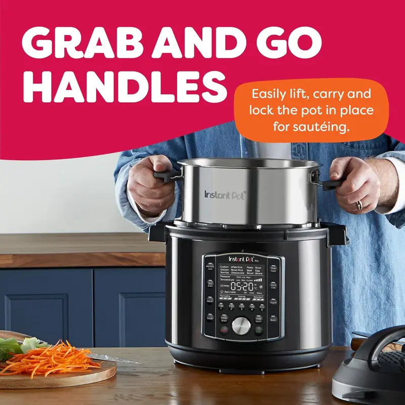 10-in-1 Smart Electric Cooker  Pressure, Slow, Rice, Steam, Sauté, Sous Vide, Yogurt, Sterilize & Warm Functions + Recipe App (Black)
