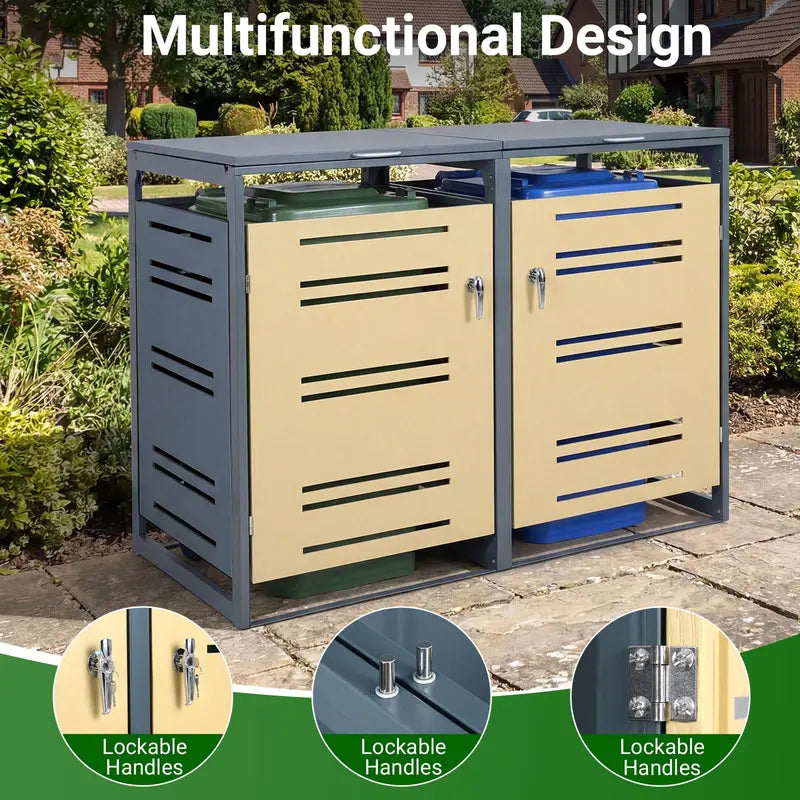 52″ x 32″ x 46″ Weather-Resistant Outdoor Trash Can Enclosure