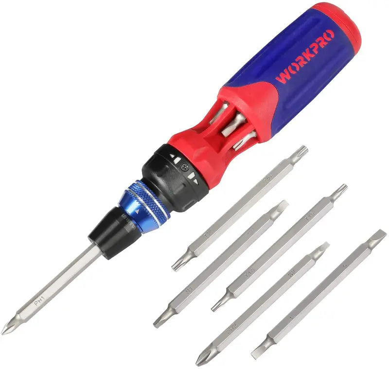 WORKPRO 12-in-1 Ratcheting Multi-Bit Screwdriver with Quick-Load Mechanism
