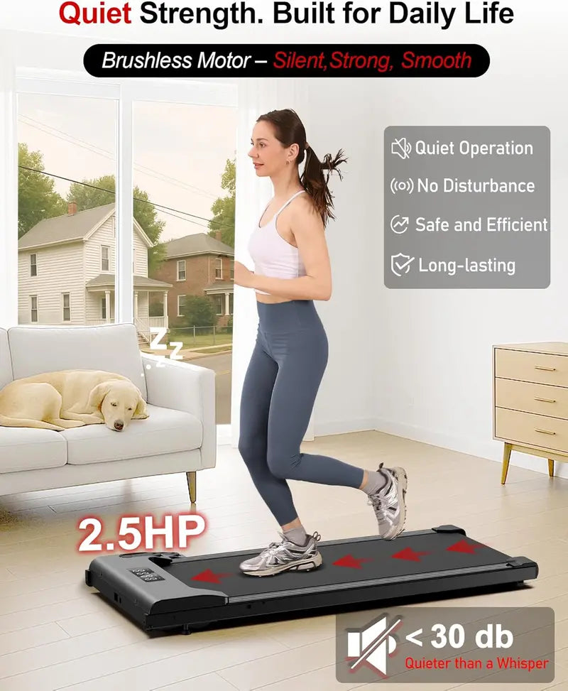 Lichico Ultra-Quiet Brushless Walking Pad  Under-Desk Electric Treadmill with Remote & Low-Noise Operation
