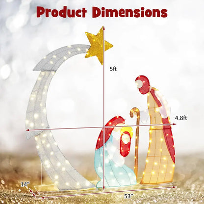 5-Foot Pre-Lit Nativity Scene Set with 140 Warm White LED Lights