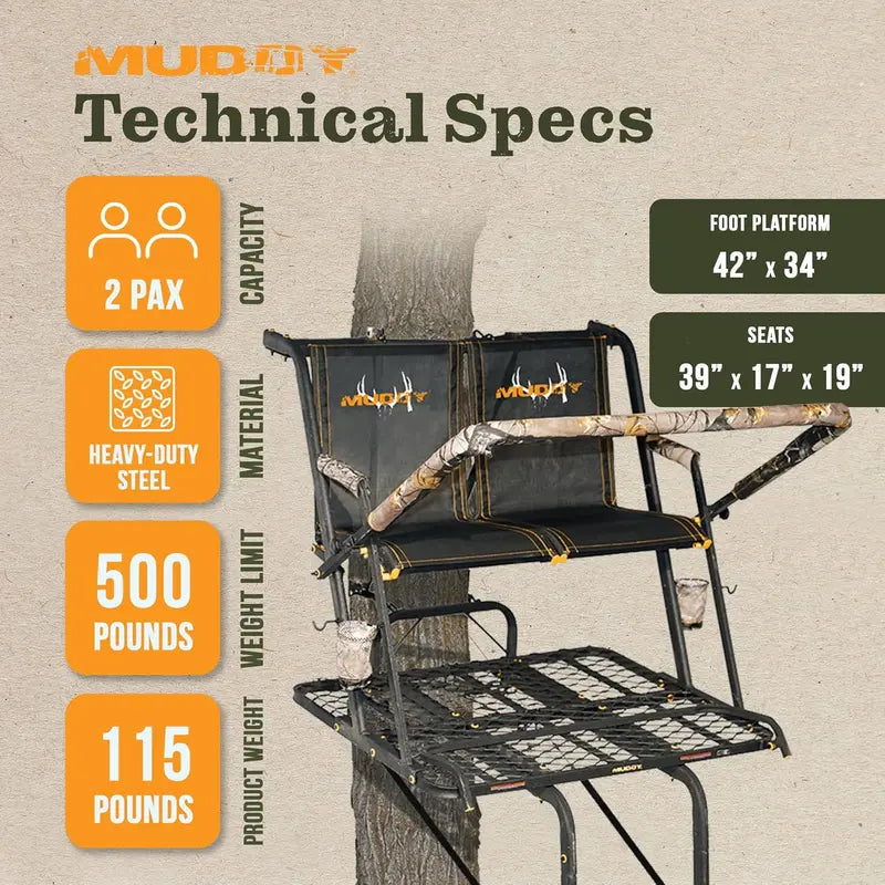 Muddy Nexus XTL 20-Foot Two-Person Ladder Tree Stand  500 lb Capacity