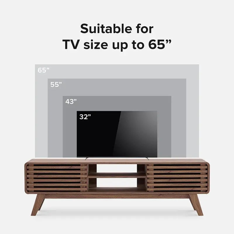 mopio Ensley 59-Inch Walnut-Finish TV Stand Compatible with 55- to 65-Inch TVs