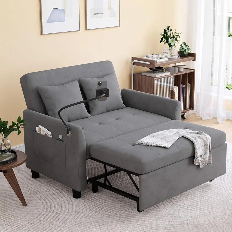 Compact 3-in-1 Loveseat Sleeper Sofa  Pull-Out Convertible Couch for Small Living Areas