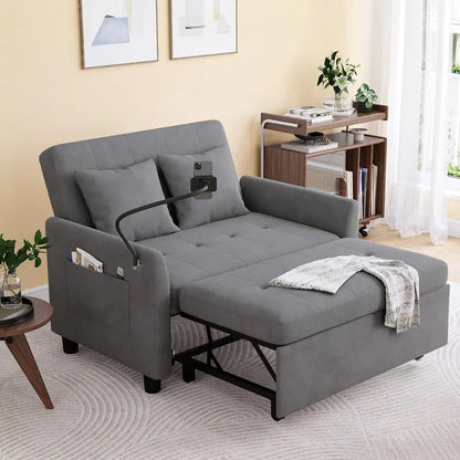 Compact 3-in-1 Loveseat Sleeper Sofa  Pull-Out Convertible Couch for Small Living Areas