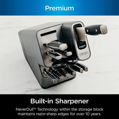Ninja Foodi NeverDull 17-Piece Knife Block Set  Includes Built-in Sharpener, Stainless Steel Blades