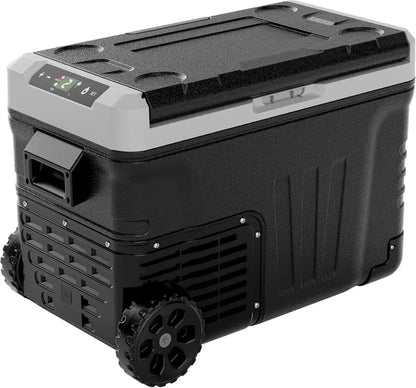 EUHOMY 35L Portable 12V Refrigerator-Freezer  Dual-Voltage DC/AC, -4°F to 68°F, Wheels & Baskets