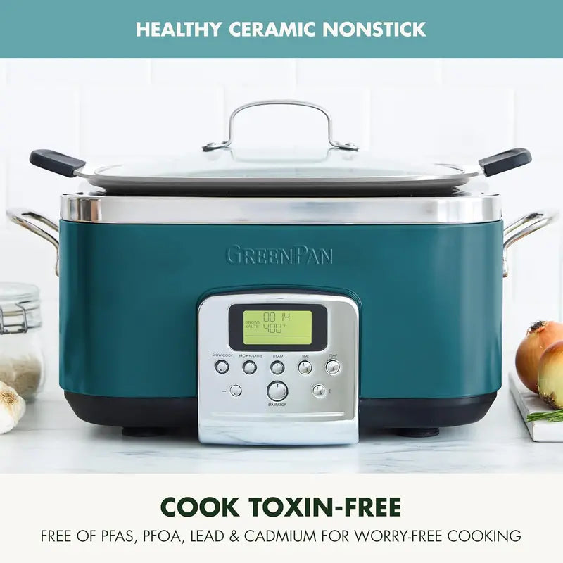 6-Quart Programmable Electric Slow Cooker  Dishwasher-Safe Lid & Removable Nonstick Base