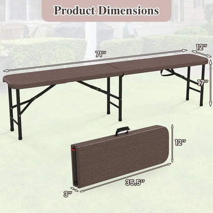 6-Foot Commercial-Grade Folding Bench  High-Strength Plastic Seat for Indoor/Outdoor Use