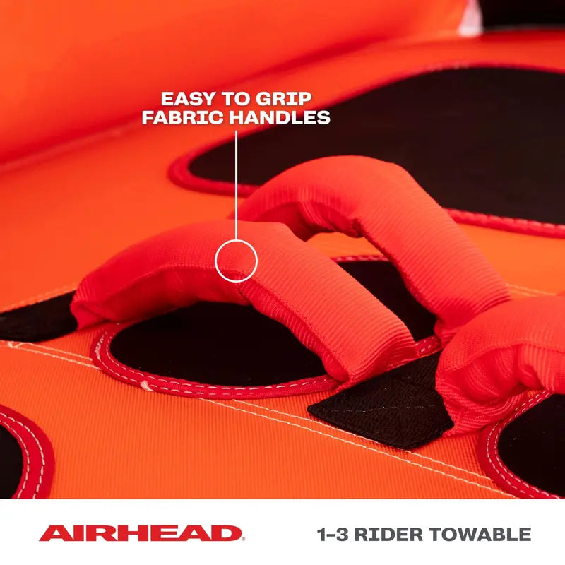 Airhead Super Mable Towable Tube for 1-3 Riders, Heavy-Duty Nylon, Dual Tow Points, Water Sports