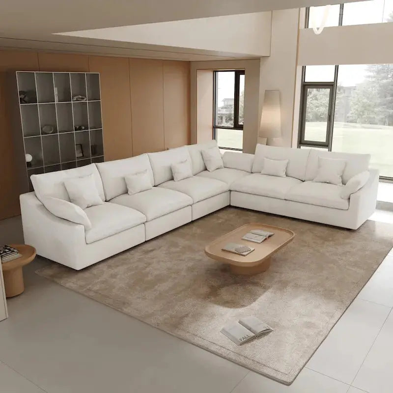 Large Linen Corner Sectional Sofa  Modular Living Room Couch Set