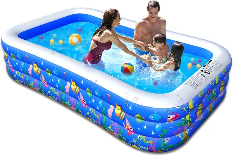 Large Inflatable Kiddie & Family Pool  120″ x 72″ x 22″, Reinforced Walls, Perfect for Backyard Summer Fun