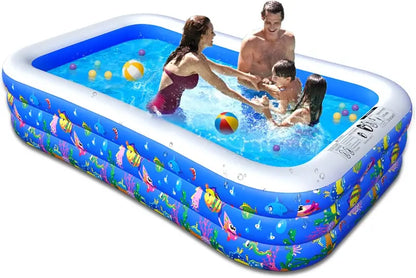 Large Inflatable Kiddie & Family Pool  120″ x 72″ x 22″, Reinforced Walls, Perfect for Backyard Summer Fun