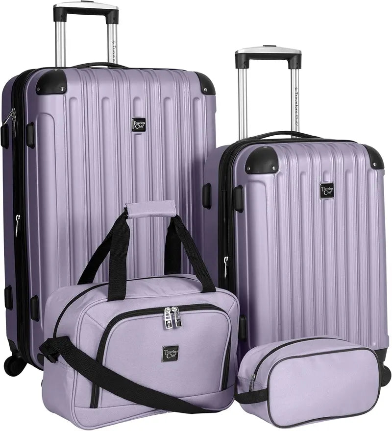 Coolife Lilac Hardside Luggage Set  4-Piece Expandable Spinner Suitcase Collection