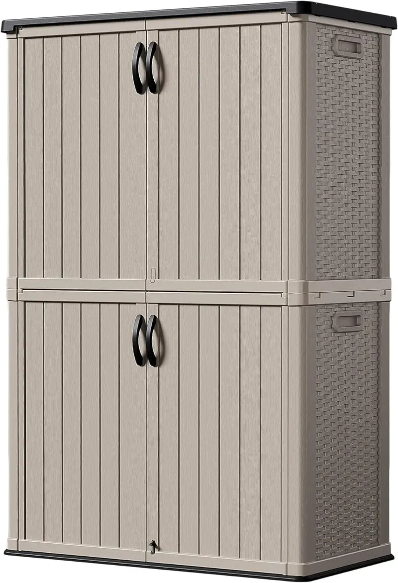 Devoko Weatherproof Outdoor Storage Cabinet  26 Cu Ft Horizontal Patio Box with Lockable Doors