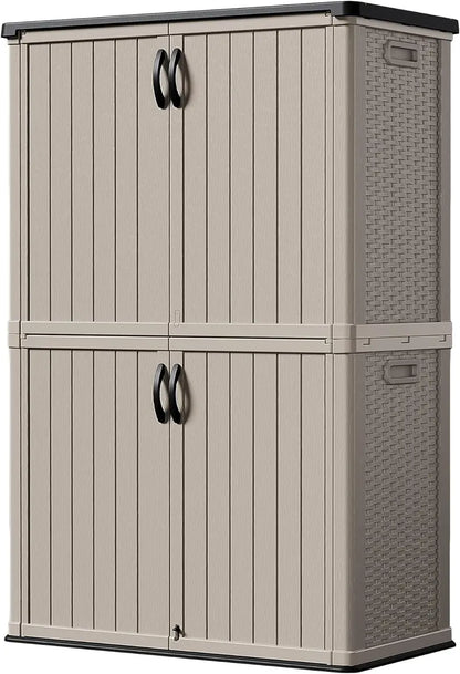 Devoko Weatherproof Outdoor Storage Cabinet  26 Cu Ft Horizontal Patio Box with Lockable Doors