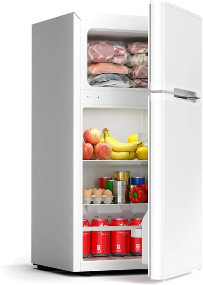 COWSAR 4.5 Cu Ft Dorm Fridge  Two-Door Compact Refrigerator with Removable Shelves