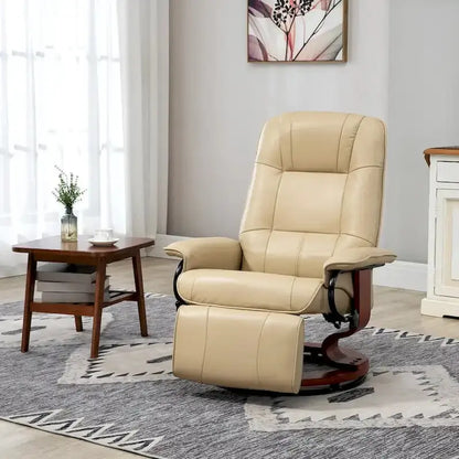 HomCom Faux Leather Manual Swivel Recliner Chair with Adjustable Footrest and Ergonomic Support