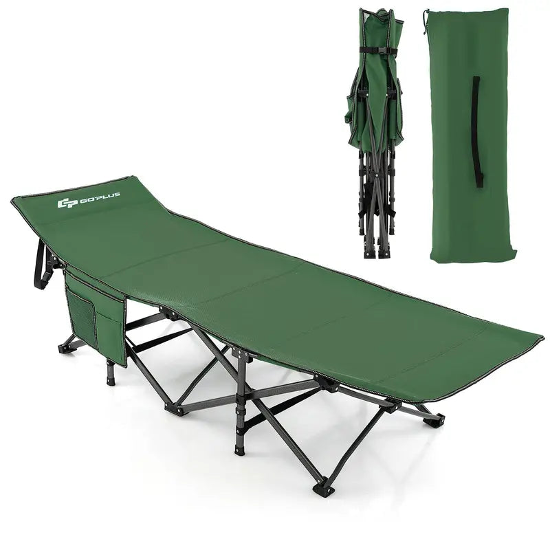 Heavy-Duty Folding Camping Cot, 27.5-Inch Wide Adult Cot with 600-LB Capacity & Carry Bag