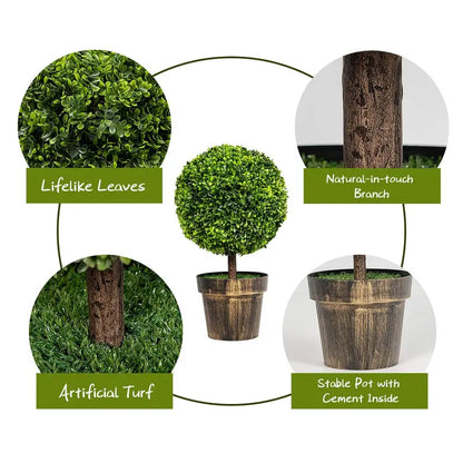 22-Inch Boxwood Ball Topiary  Compact Tabletop Artificial Tree for Modern Interiors