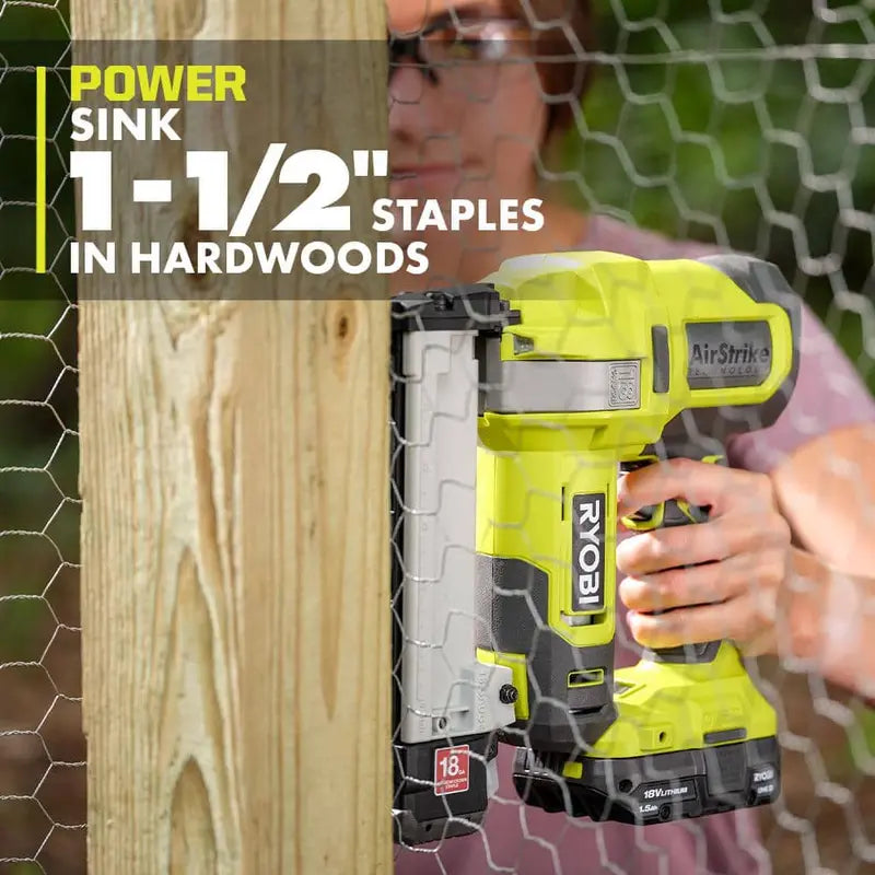 RYOBI ONE+ 18V 18-Gauge Cordless AirStrike Narrow Crown Stapler (Tool Only) P361