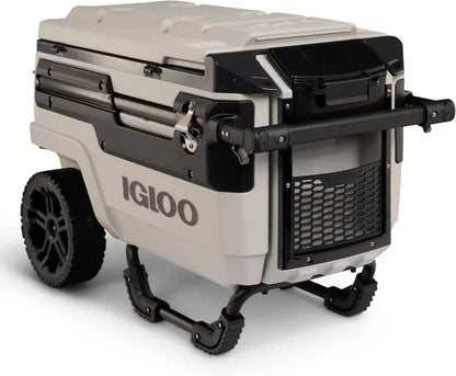 70-Quart Wheeled Hard-Sided Cooler  Heavy-Duty Insulated Ice Chest with All-Terrain Wheels