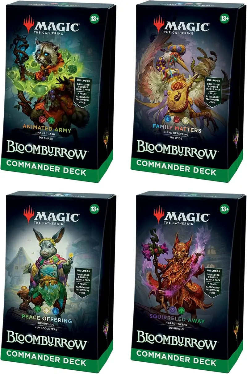 Magic: The Gathering Bloomburrow 4-Deck Commander Bundle + 40 New Cards & Collector Booster