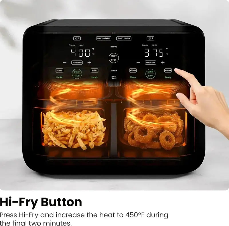 Chefman Dual-Basket Digital Air Fryer — 6-Quart Smart Sync Touchscreen with High-Performance Frying