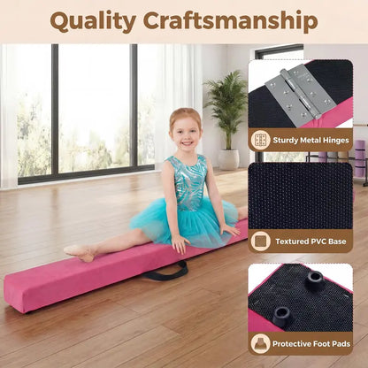 7-Foot Foldable Gymnastics Balance Beam with Non-Slip Foam Surface and Portable Design