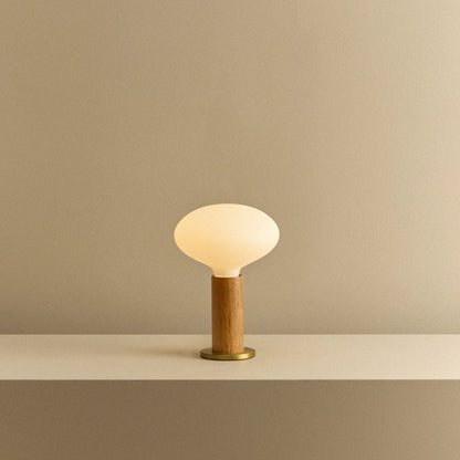 Knuckle Table Lamp in Oak + Oval Dim to Warm