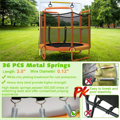 60-Inch Kids’ Trampoline with Enclosed Safety Net and Reinforced Frame