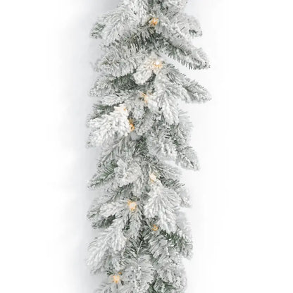 Seasonal LLC 6ft Bluffton Flocked Prelit Garland with RGBW LEDs, Remote-Controlled, Battery-Operated, Indoor/Outdoor