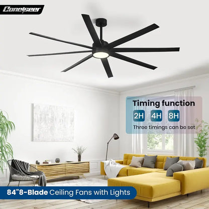 72-Inch Modern Ceiling Fan with Dimmable 3-CCT Light & Remote | 8-Blade Quiet DC Motor, 6-Speed Reversible, 24W Energy-Efficient Design for Living Rooms, Bedrooms, Patios, or Industrial Spaces