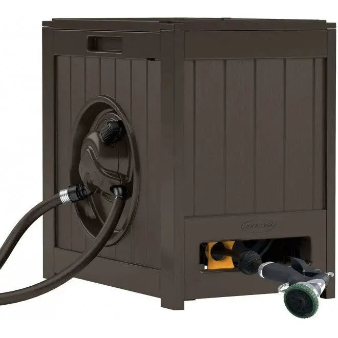 Suncast Aquawinder Auto-Rewind Hose Reel  125′ Water-Powered, Java Finish (2-Pack)
