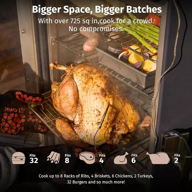 East Oak 30-Inch Electric Smoker  Built-In Meat Probe, Side Loader & Extended Smoking Capacity