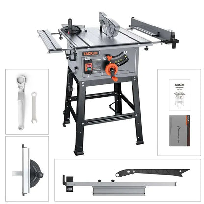 TACKLIFE 10-Inch 15-Amp Table Saw with 45° Bevel Cut & 24-Tooth Blade (MTS01A)