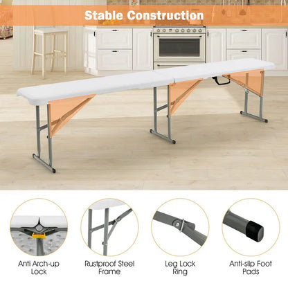 6-Foot Plastic Folding Bench with 550-Pound Load Rating