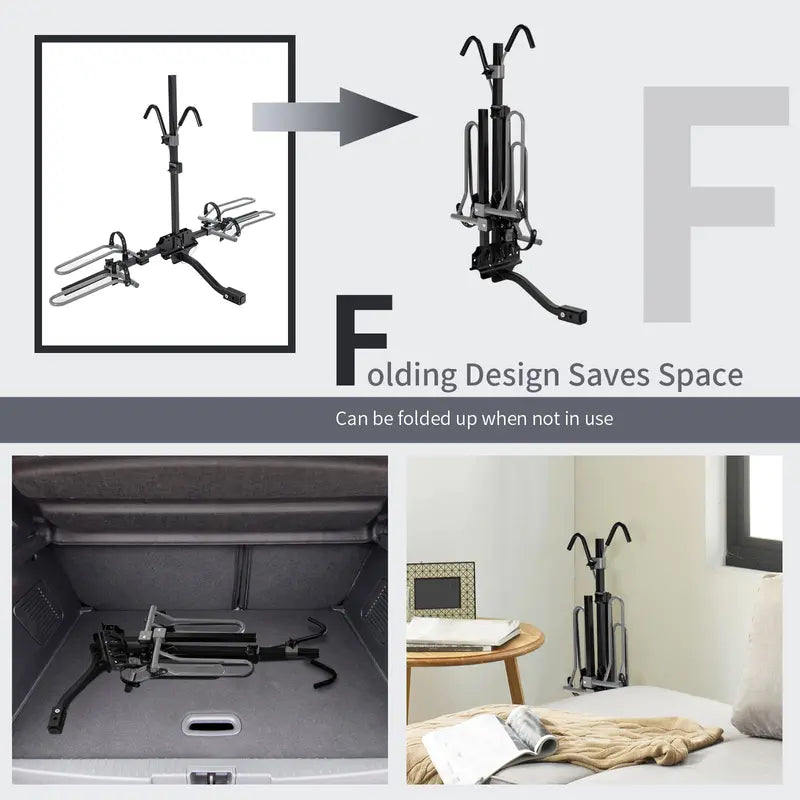 Hitch-Mount Bike Carrier  Folding 2-Bike Platform Rack Compatible with Mountain & Hybrid Bikes